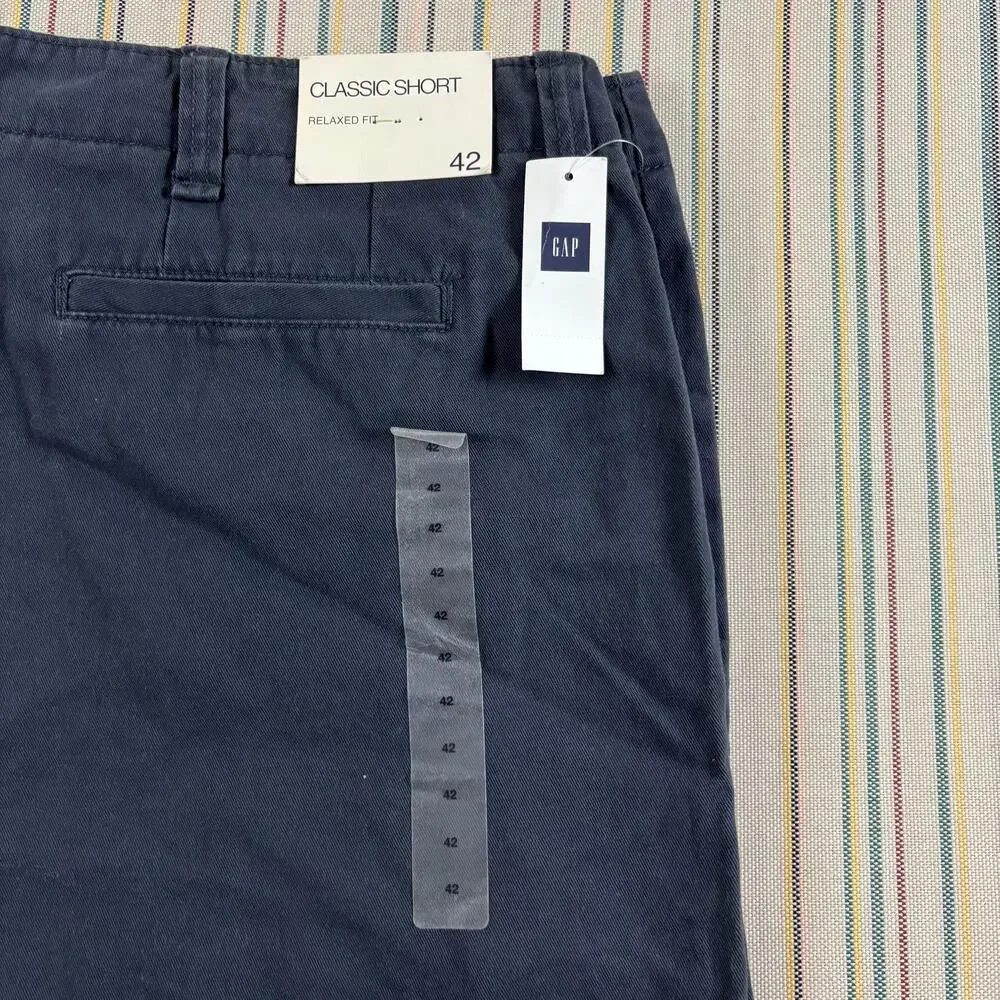 Gap Shorts Mens 42 Blue Classic Short Cotton Chino Relaxed Fit 10 Inseam NEW